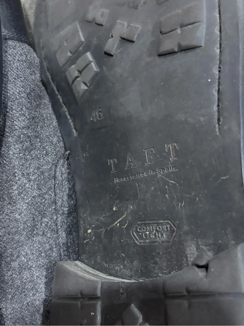 Taft The Jack Boots Grey Wool Black Leather Mens Size EU 46 US 13 Preowned